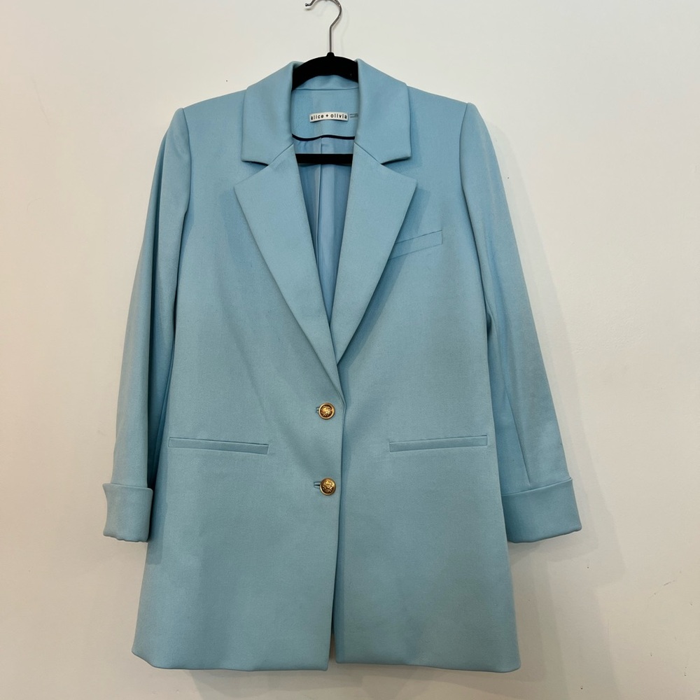 Alice + Olivia Light Blue Blazer with Gold Buttons